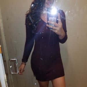 Short Purple sweater dress